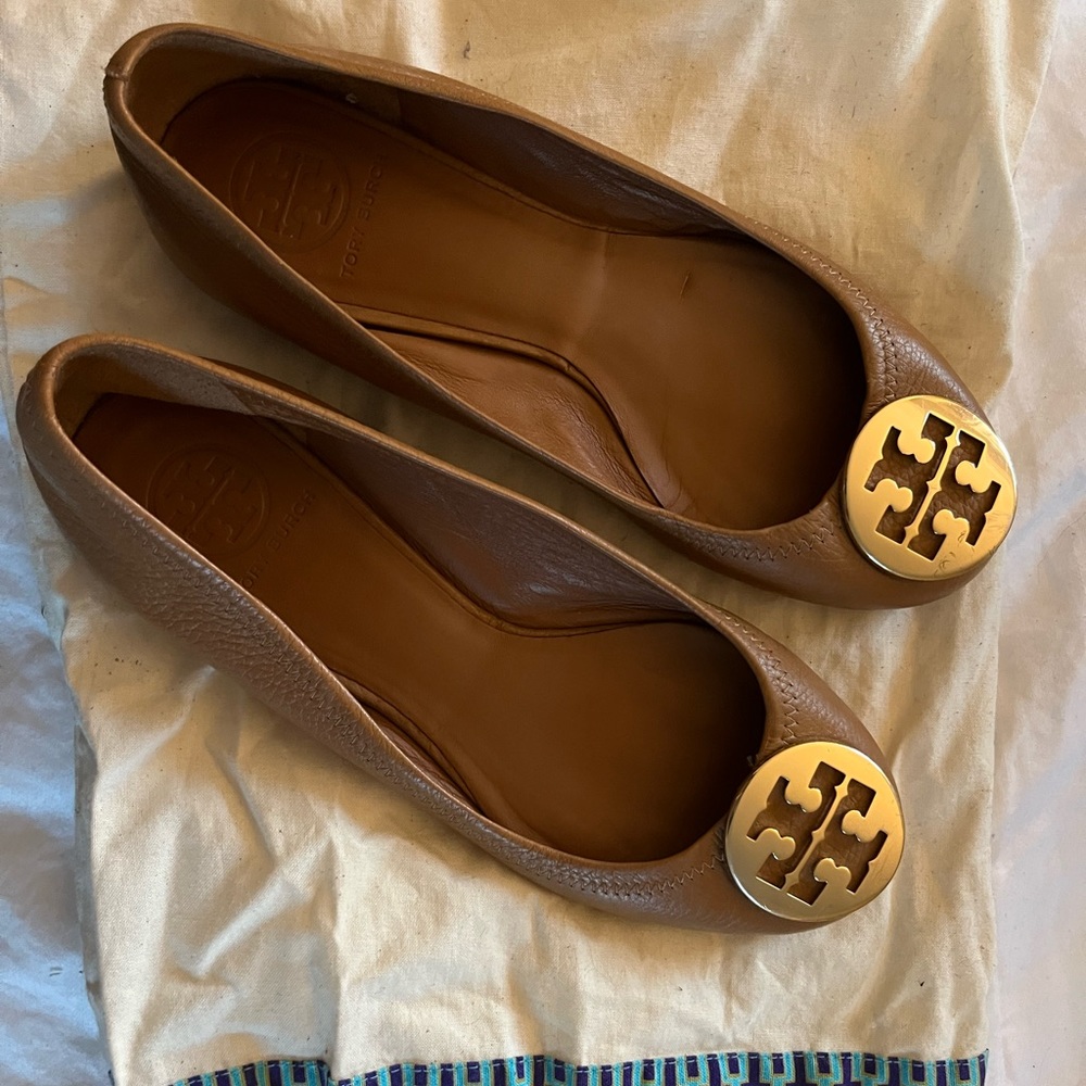 Tory Burch brown leather ballet flats